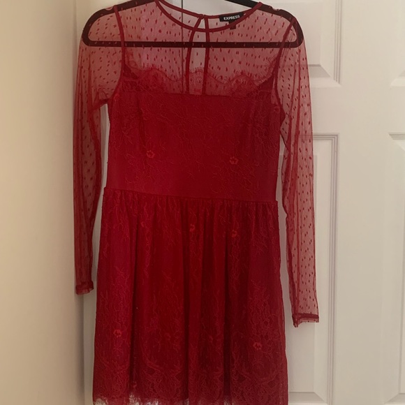 Express Red Lace Dress size 8 wore once - Picture 3 of 3